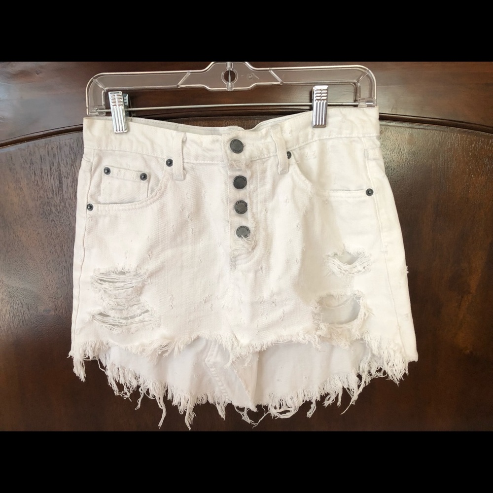 LF white denim skirt